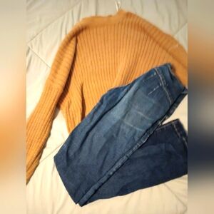 Orange crew neck fall sweater